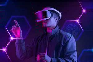 man-wearing-smart-glasses-touching-virtual-screen-futuristic-technology-digital-remix